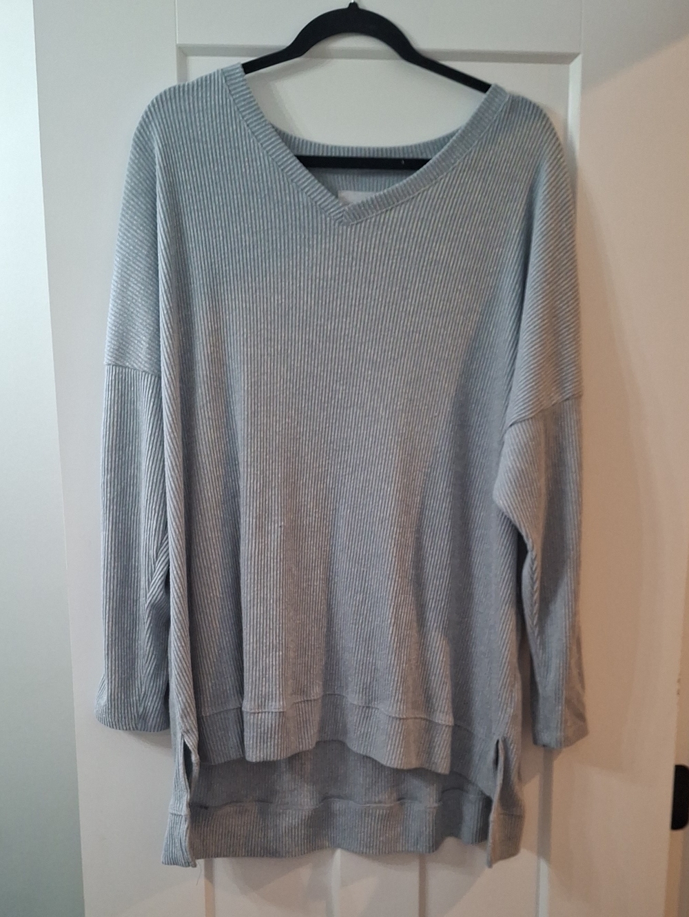 New York Laundry Pale Blue Ribbed V-Neck Oversized Sweater